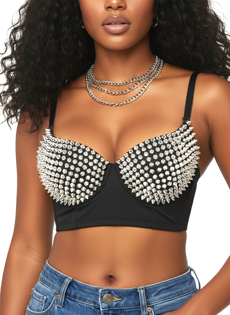 Venvirs Women Spiked Studded Punk Goth Rivet Bustier Corset Tops