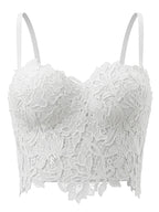 VENVIRS Embroidery Floral Lace Bustier Crop Corset Top For Women with Adjustable Straps