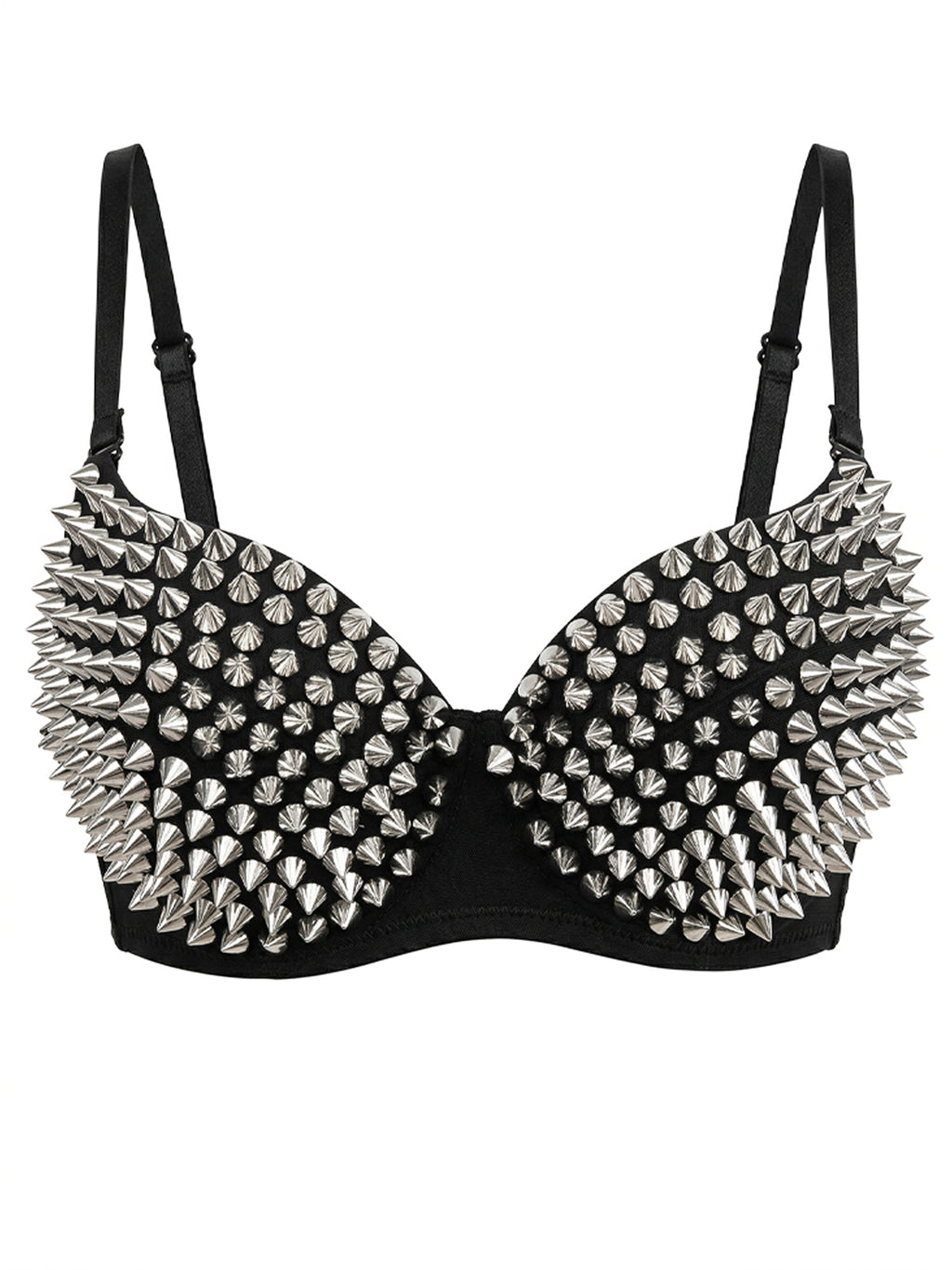 VENVIRS Women's Spiked Studded Punk Goth Rivet Bustier Corset Crop Tops with Spaghetti Straps