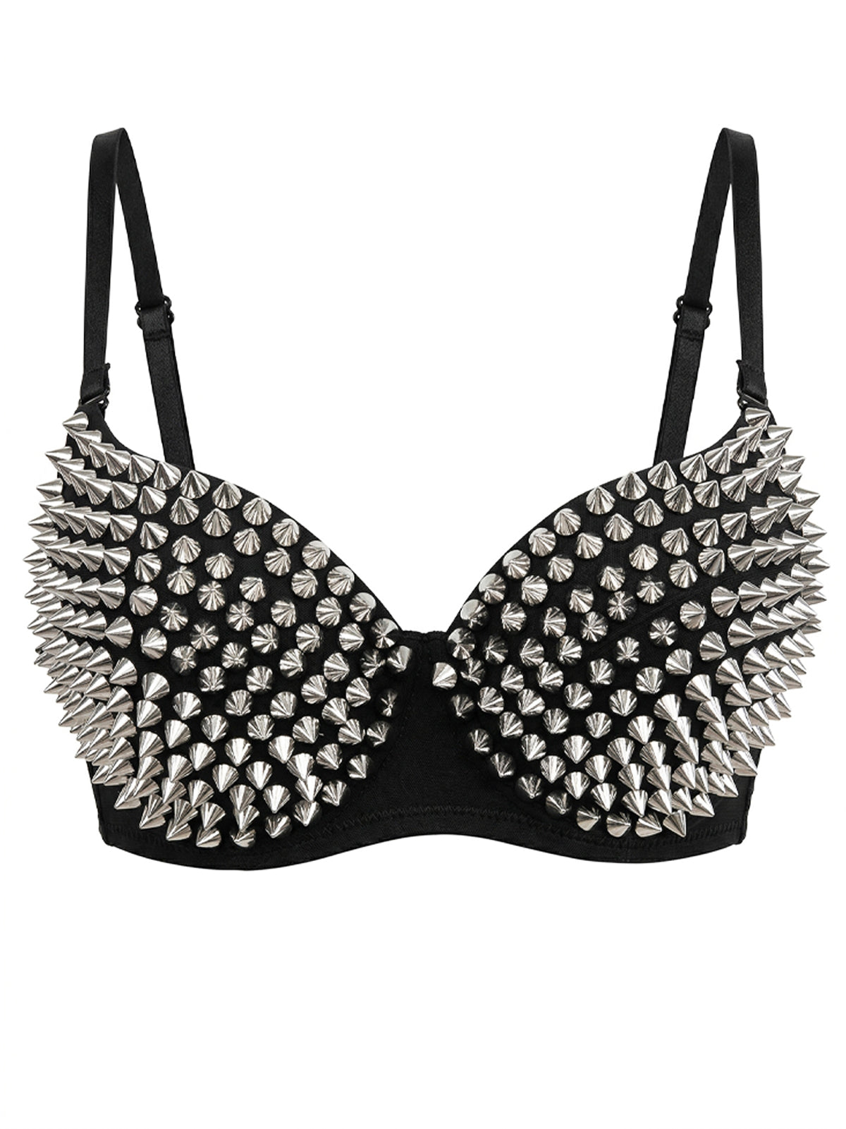 VENVIRS Women's Spiked Studded Punk Goth Rivet Bustier Corset Crop Tops with Spaghetti Straps