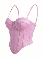 VENVIRS Women's Boned Sexy Push Up Bustier Corset Top Spaghetti Straps
