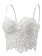 VENVIRS Embroidery Floral Lace Bustier Crop Corset Top For Women with Adjustable Straps