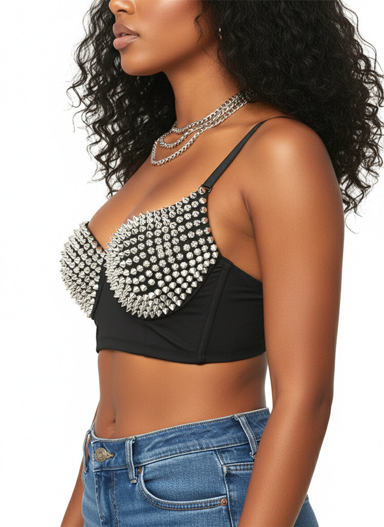 Venvirs Women Spiked Studded Punk Goth Rivet Bustier Corset Tops
