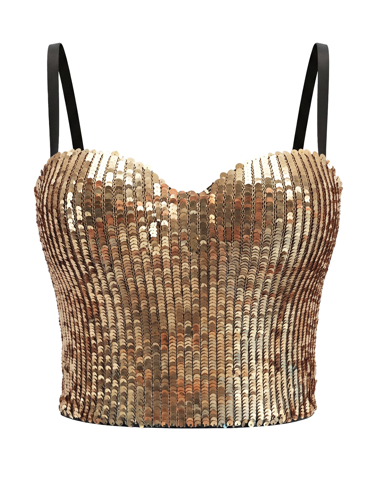 Women's Gold Sequin Sparkle Glitter Bra Crop Tops Bustier Corset