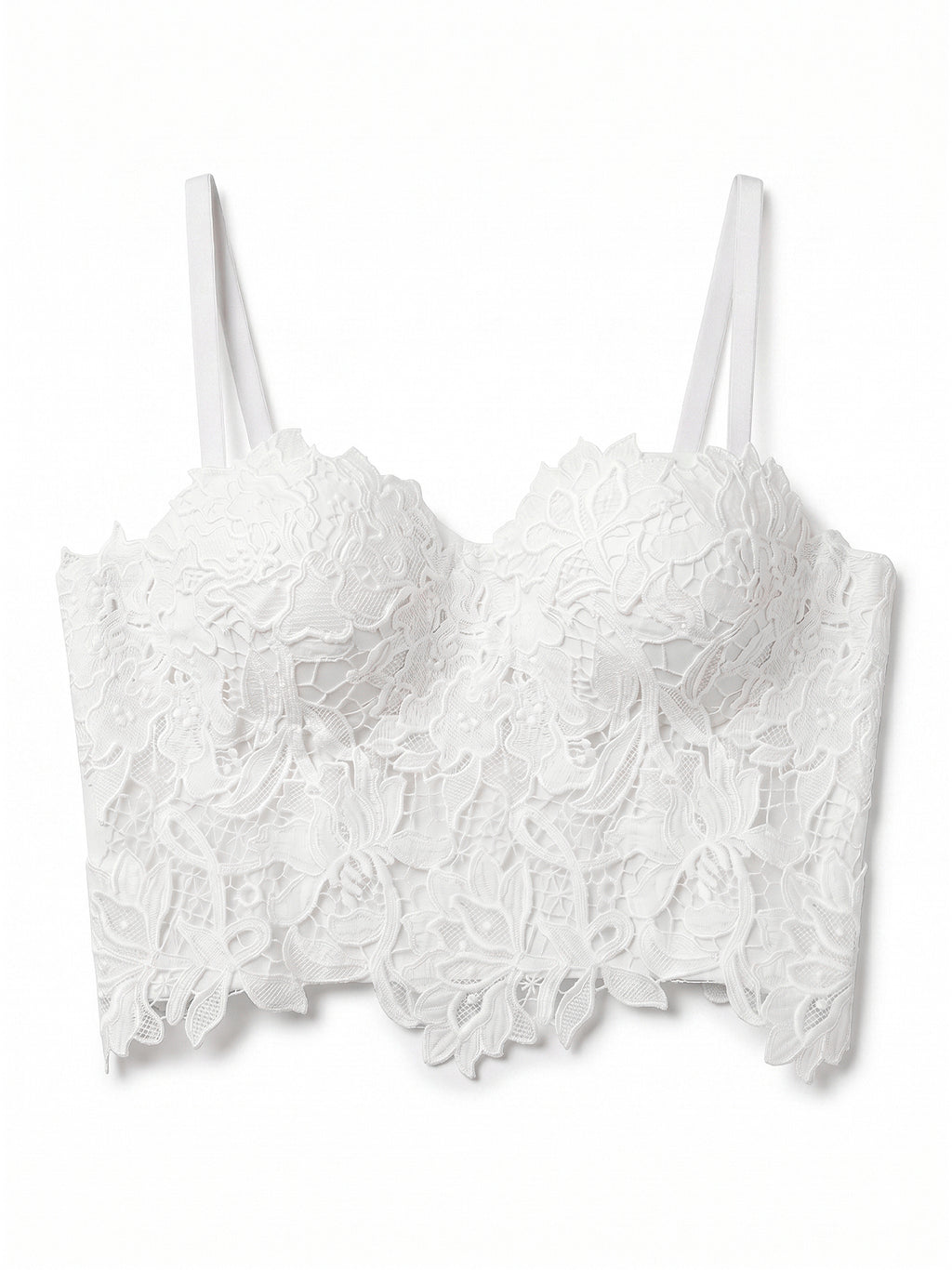 VENVIRS Embroidery Floral Lace Bustier Crop Corset Top For Women with Adjustable Straps