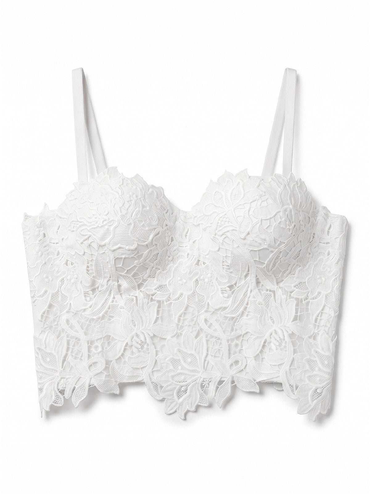 VENVIRS Embroidery Floral Lace Bustier Crop Corset Top For Women with Adjustable Straps