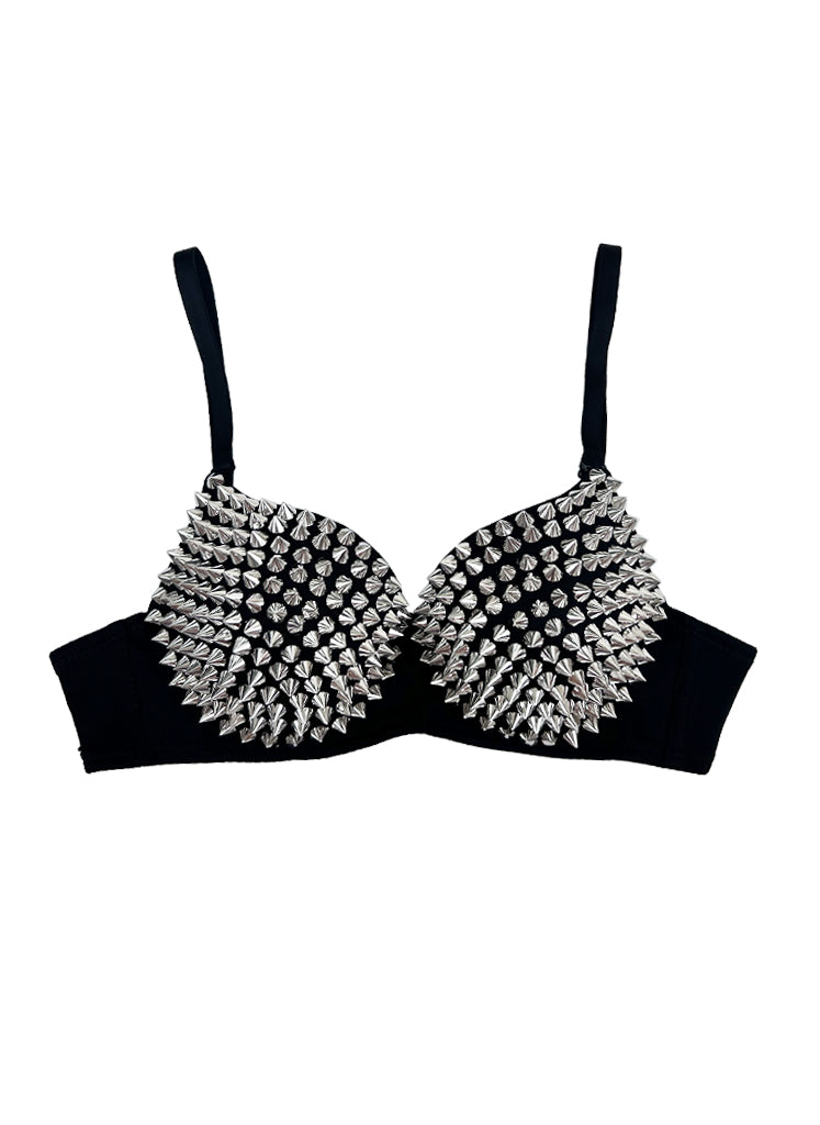 VENVIRS Women's Spiked Studded Punk Goth Rivet Bustier Corset Crop Tops with Spaghetti Straps