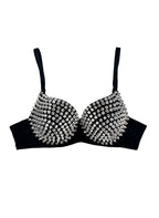 VENVIRS Women's Spiked Studded Punk Goth Rivet Bustier Corset Crop Tops with Spaghetti Straps