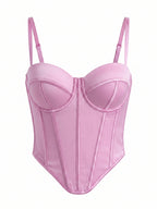 VENVIRS Women's Boned Sexy Push Up Bustier Corset Top Spaghetti Straps
