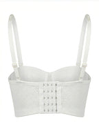 VENVIRS White Pearl Beaded Bustier Crop Top For Women with Spaghetti Straps