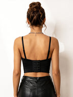 VENVIRS Pearl Chain Bustier Crop Top Push Up Corset Rhinestone Clubwear Rave Party Tube