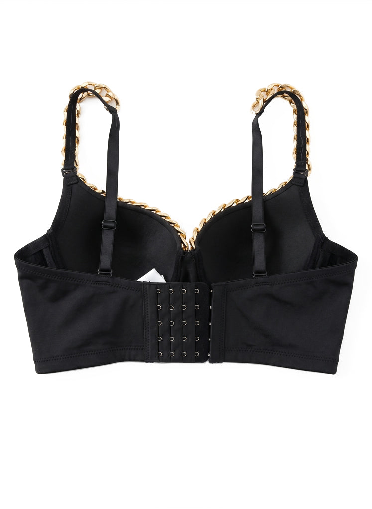 VENVIRS Gold Cuban Chain V-neck Bustier Crop Top For Women with Adjustable Straps