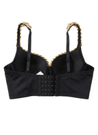 VENVIRS Gold Cuban Chain V-neck Bustier Crop Top For Women with Adjustable Straps