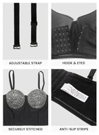 VENVIRS Sexy Embellished Rhinestone Bustier Corset Crop Top For Women with Adjustable Straps