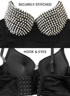 Venvirs Women Spiked Studded Punk Goth Rivet Bustier Corset Tops