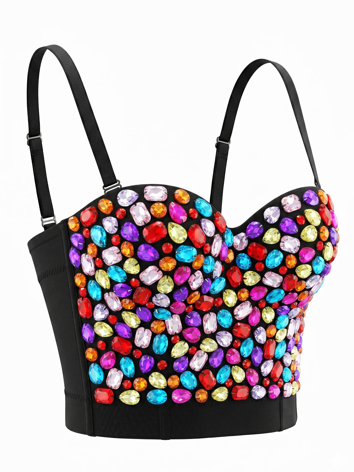 VENVIRS Women's Handmade Rhinestone Bustier Corset Crop Top