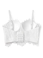 VENVIRS Embroidery Floral Lace Bustier Crop Corset Top For Women with Adjustable Straps