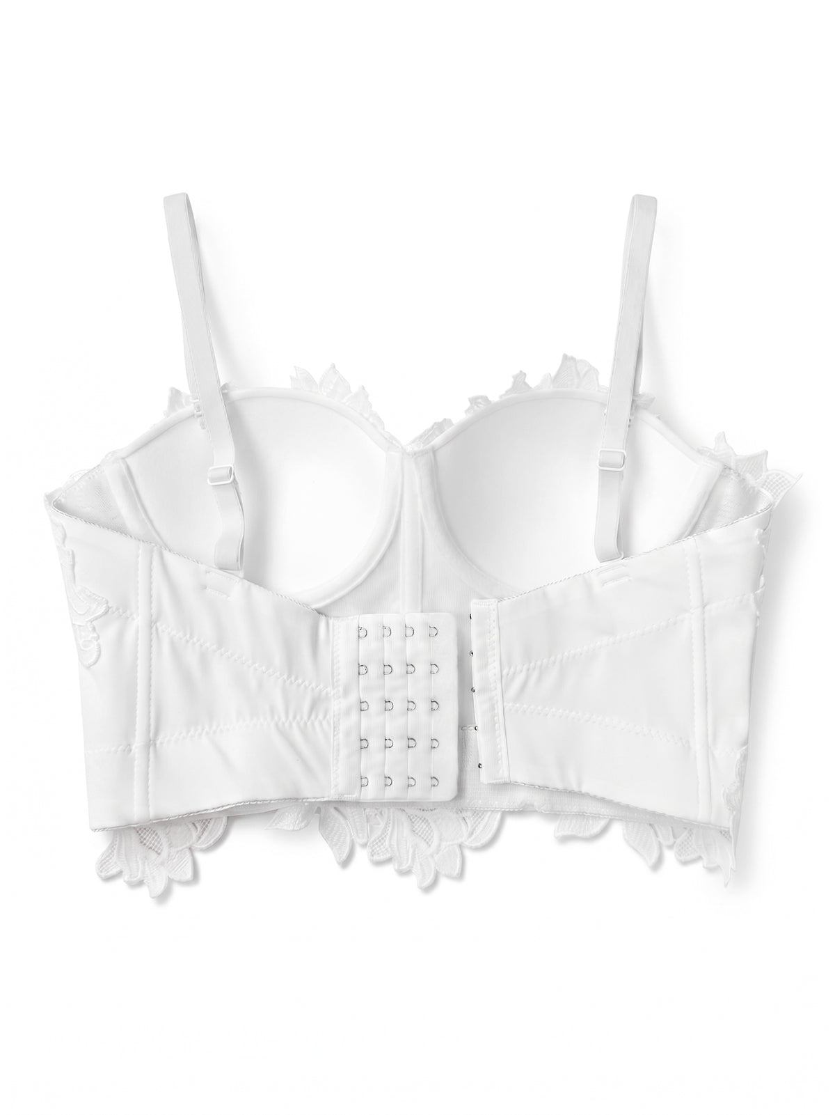 VENVIRS Embroidery Floral Lace Bustier Crop Corset Top For Women with Adjustable Straps
