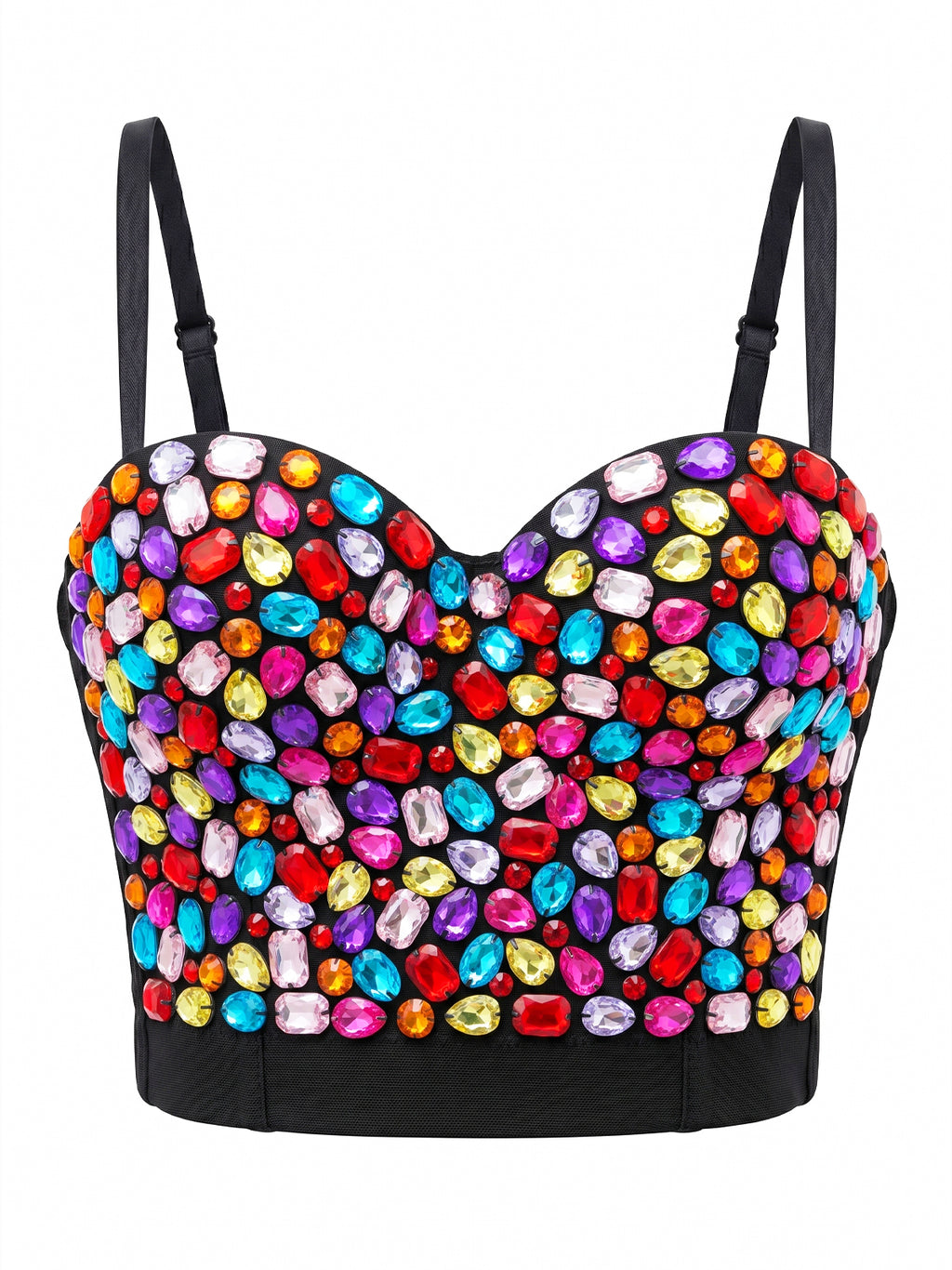 VENVIRS Women's Handmade Rhinestone Bustier Corset Crop Top