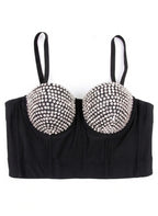 VENVIRS Sexy Embellished Rhinestone Bustier Corset Crop Top For Women with Adjustable Straps