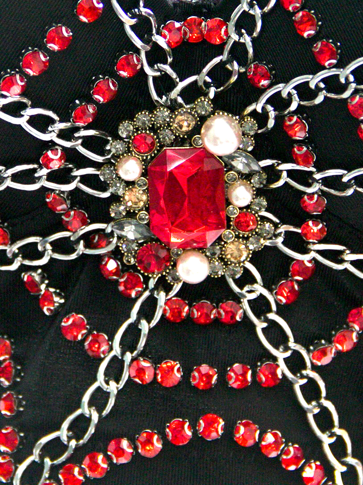 VENVIRS Women's Gothic Halloween Spider Web Red Rhinestone Bustier Corset Tops