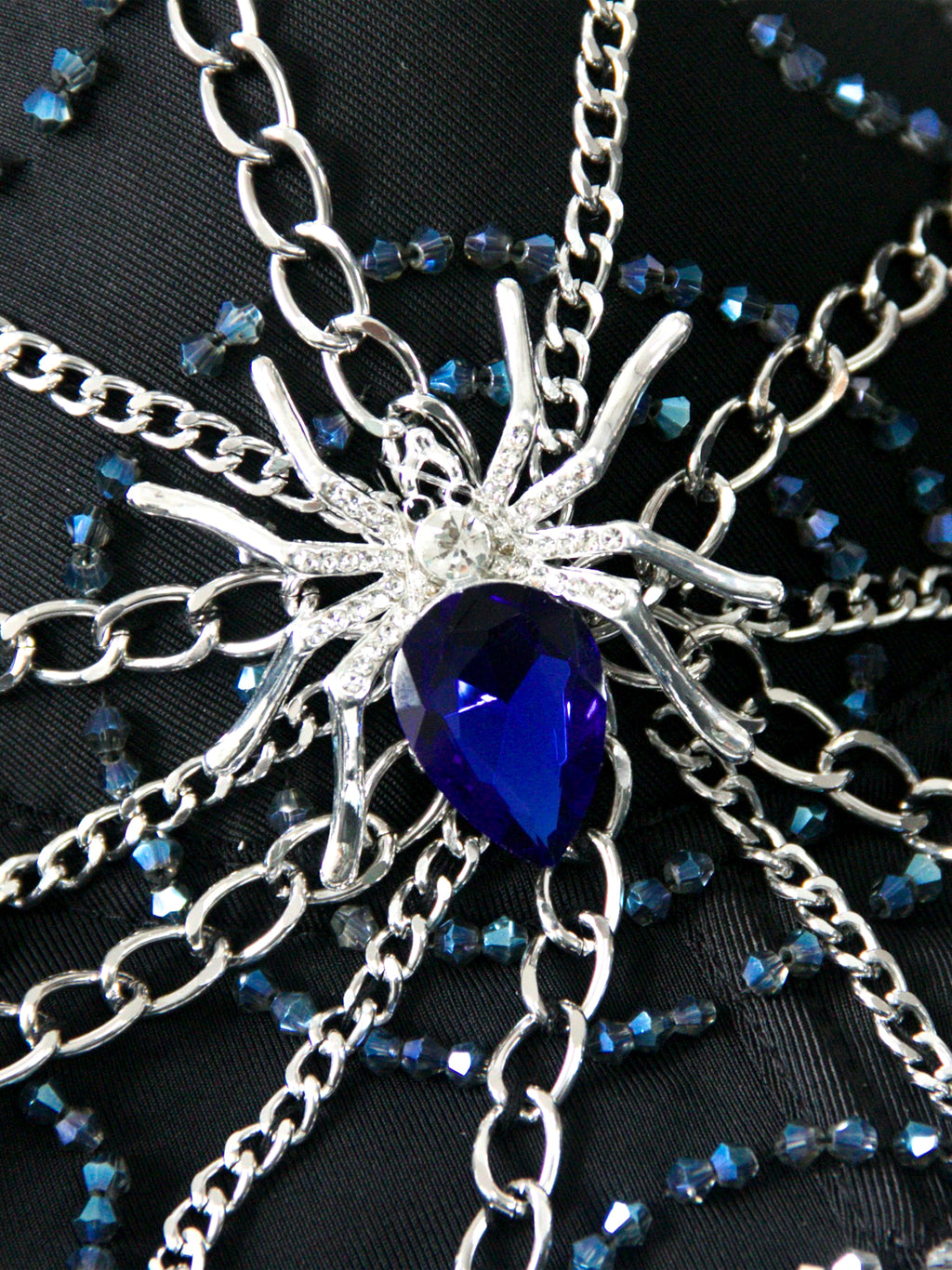VENVIRS Women's Gothic Halloween Spider Web Blue Rhinestone Bustier Corset Tops