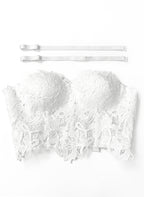 VENVIRS Embroidery Floral Lace Bustier Crop Corset Top For Women with Adjustable Straps