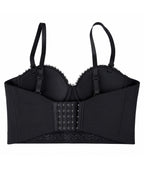 Women's Silver Sequin Sparkle Glitter Bra Crop Tops Bustier Corset